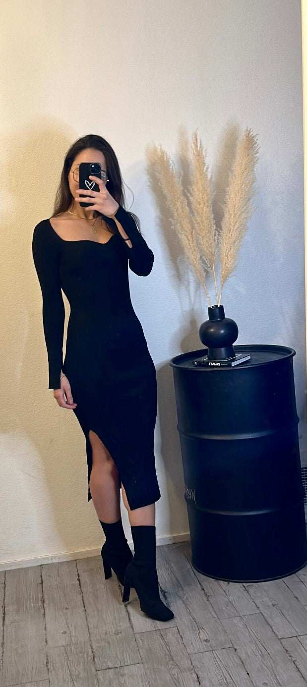 Robe longue à fente noir